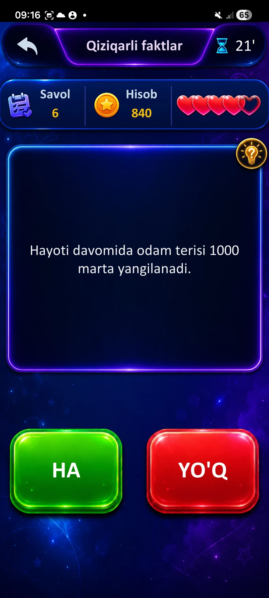 HA yoki YO'Q screenshot